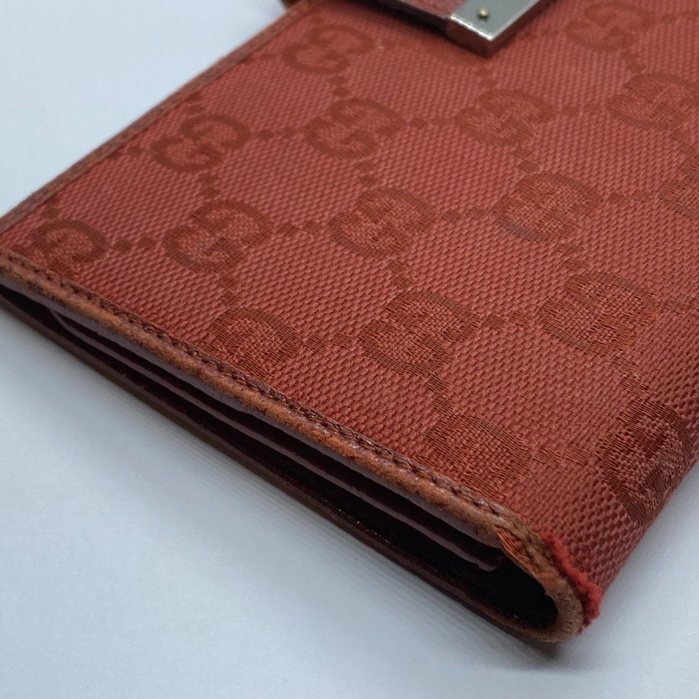 Authentic GUCCI Red Canvas & Leather Long Slim Wallet - Picture 4 of 14